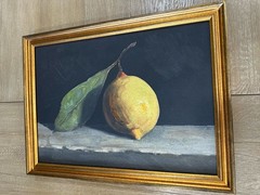 POTTERY BARN Lemon Still Life Framed Print 24×18″ Gilt imperfect