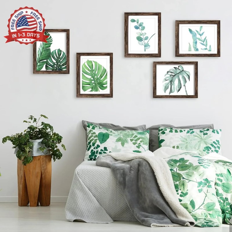 8x10 Picture Frames Rustic Brown Engineered Wood 4 Pcs for Wall Tabletop gallery