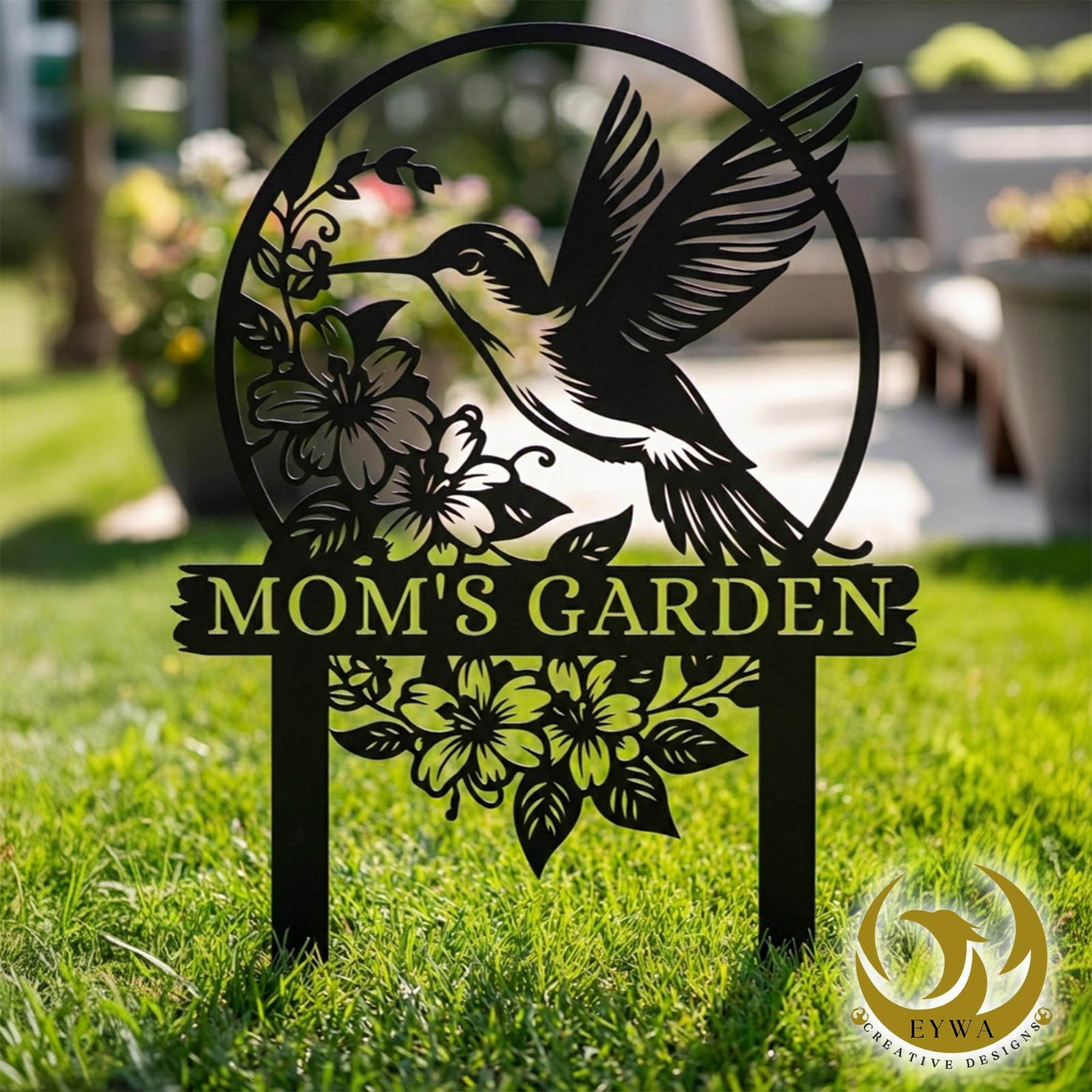 Custom Hummingbird Garden Sign, Personalized Garden Name Decor Gift gallery