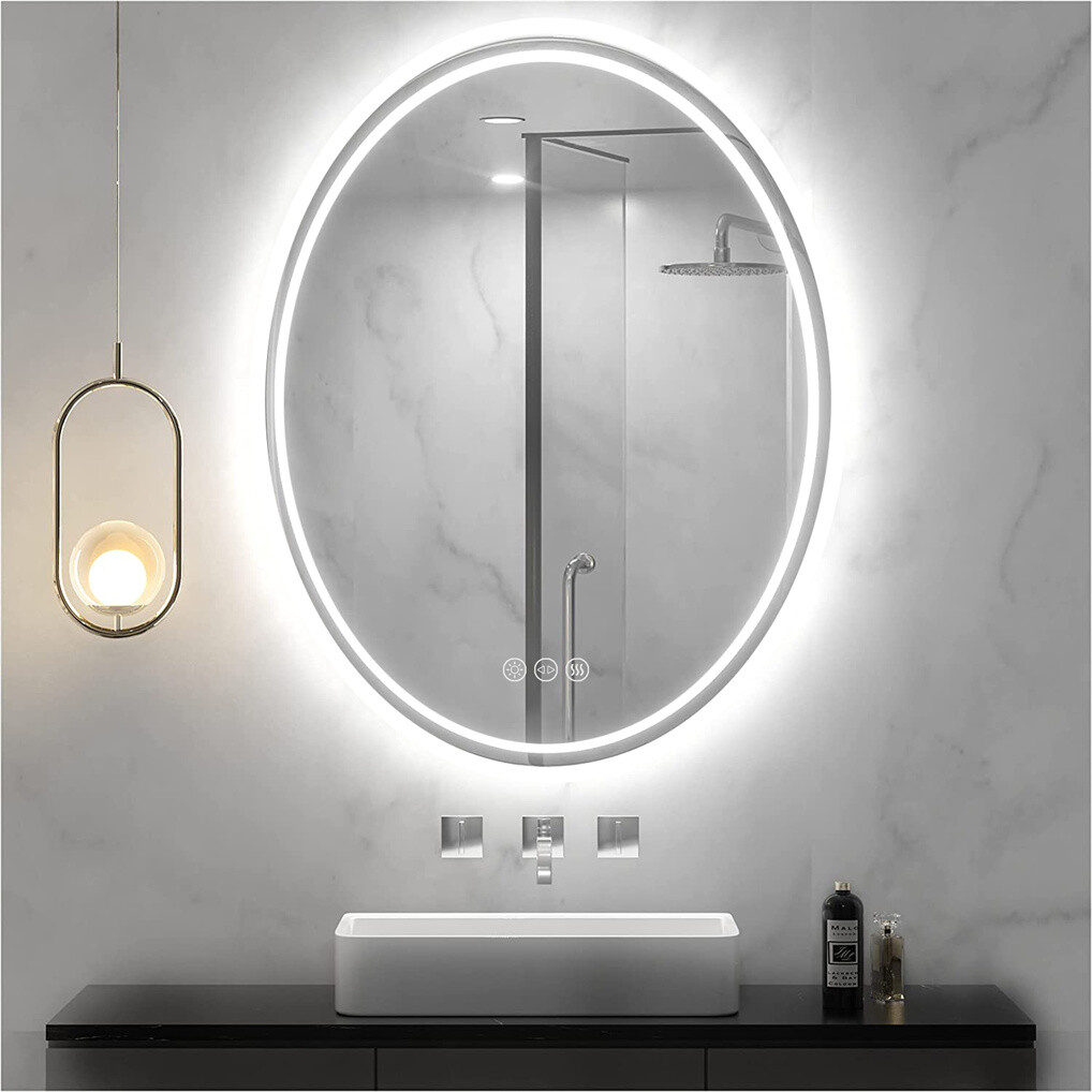 Oval LED Bathroom Mirror with Back Light Large HD Vanity Mirror AntiFog Dimmable gallery