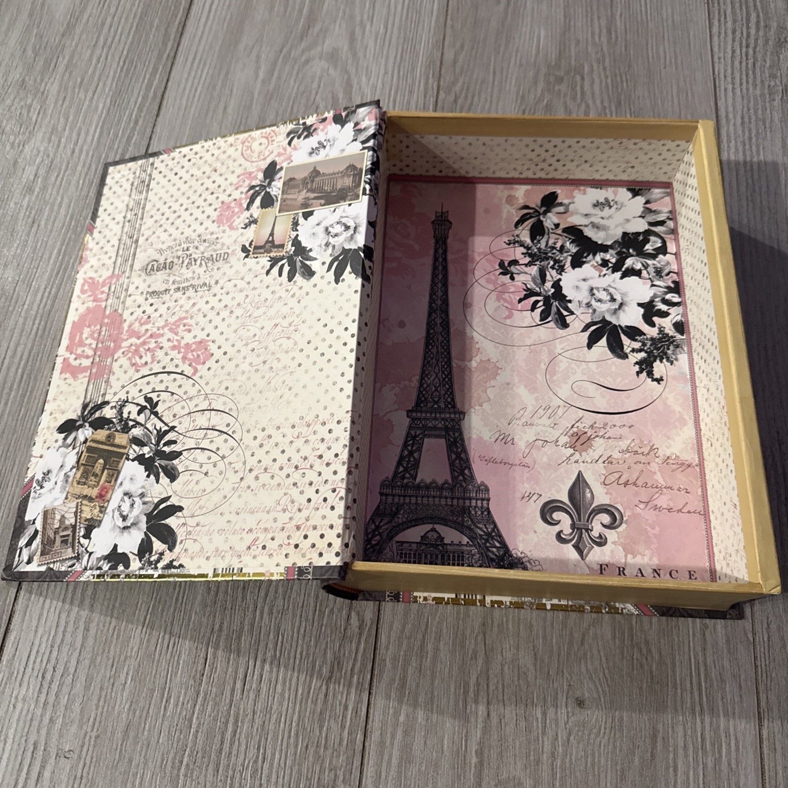Paris Theme Book Style Storage Box With Magnetic Closure 11x9x2.75” gallery