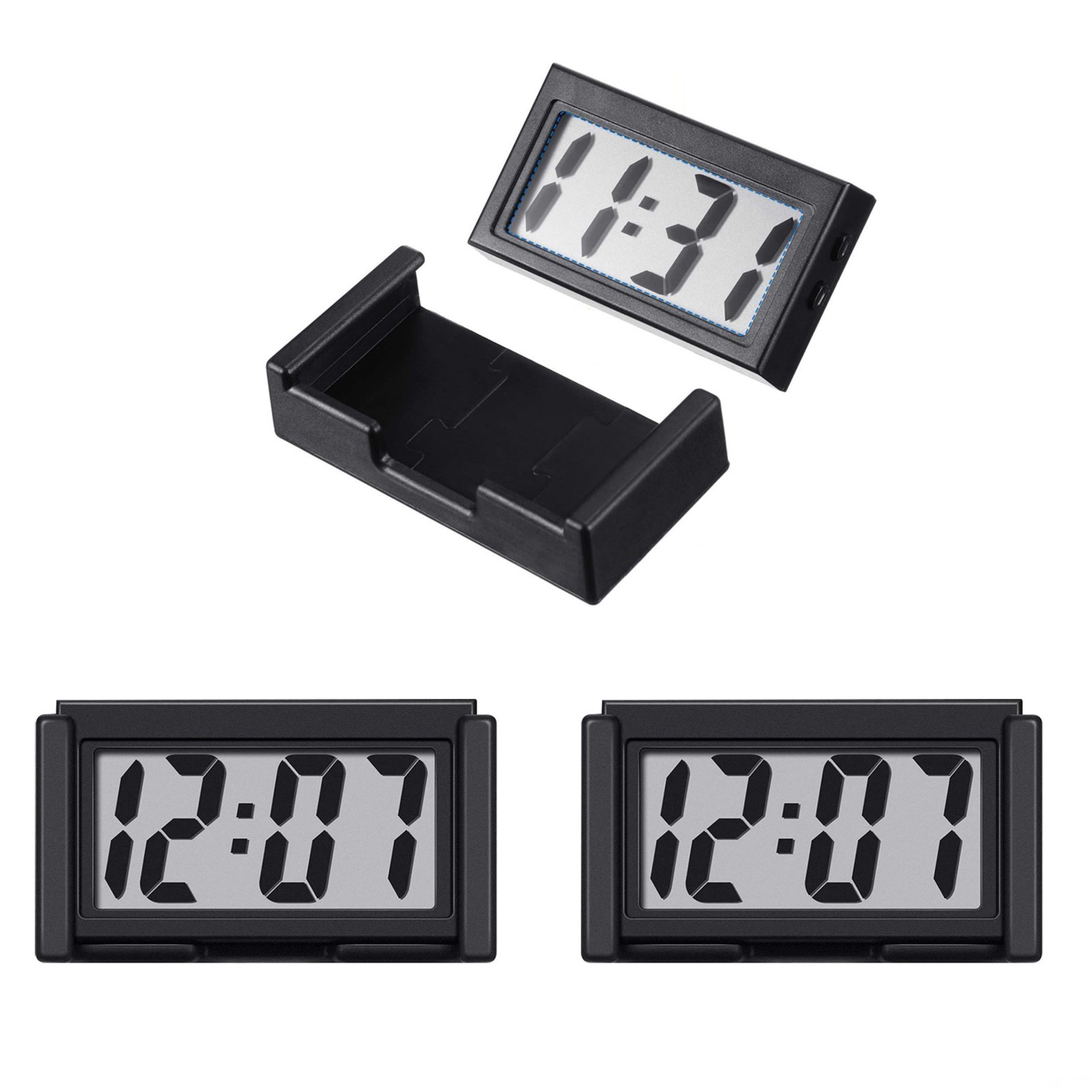 3× Mini Digital Clock Small Adhesive Digital Clock Stick On Battery Operated New gallery