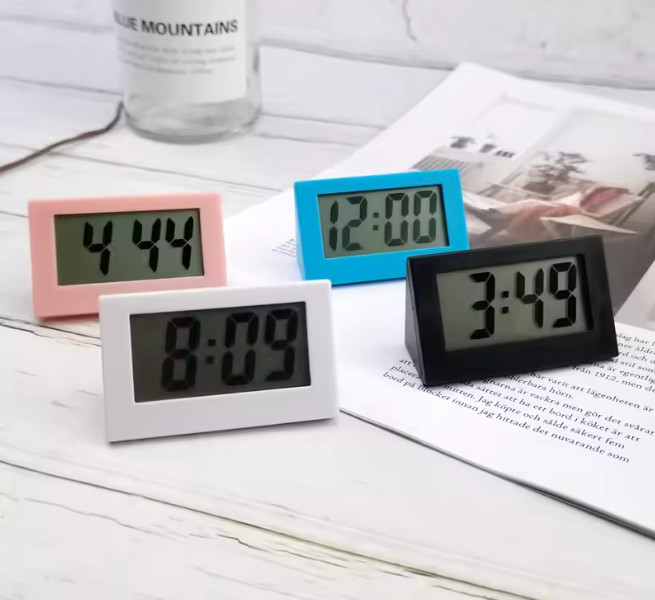 1 pc Mini Digital Desk Clock 12-Hour Time Date Display for Car, Bedroom, Student gallery