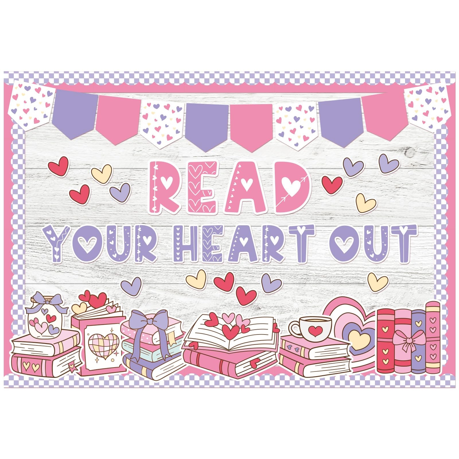 Valentines Reading Bulletin Board Set Read Your Heart Out Library School Decor gallery