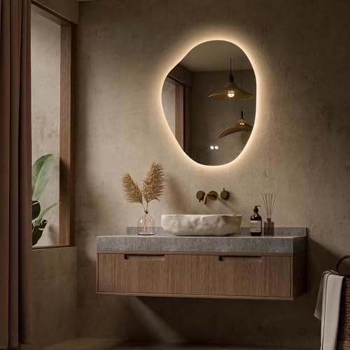Irregular Backlit Mirror 24 x 30 Inch, Asymmetrical LED Bathroom 30"L x 24"W gallery
