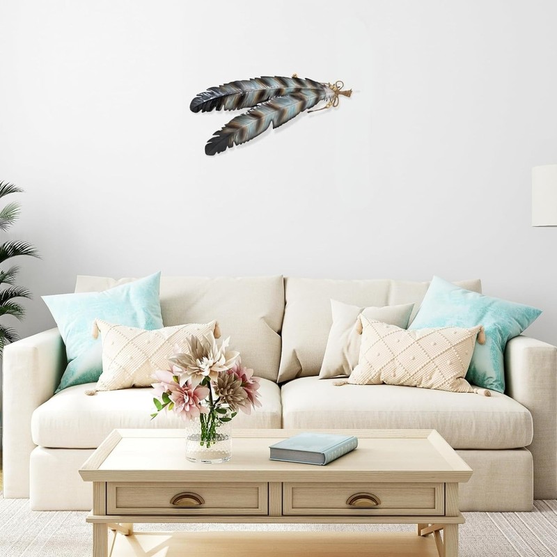 Rustic Metal Feathers Wall Hanging Decor gallery