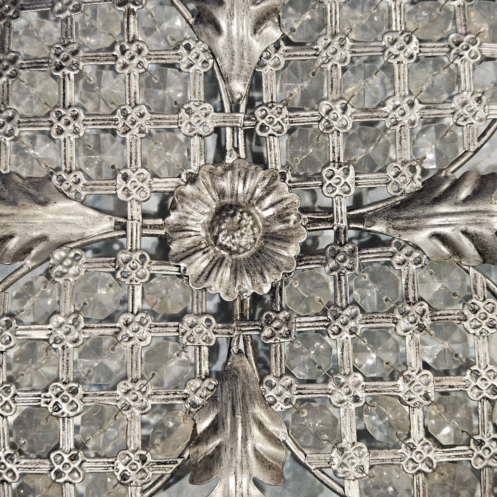 Distressed Silver Metal Wall Decor Scroll Floral Farmhouse Wall Hanging 14” gallery