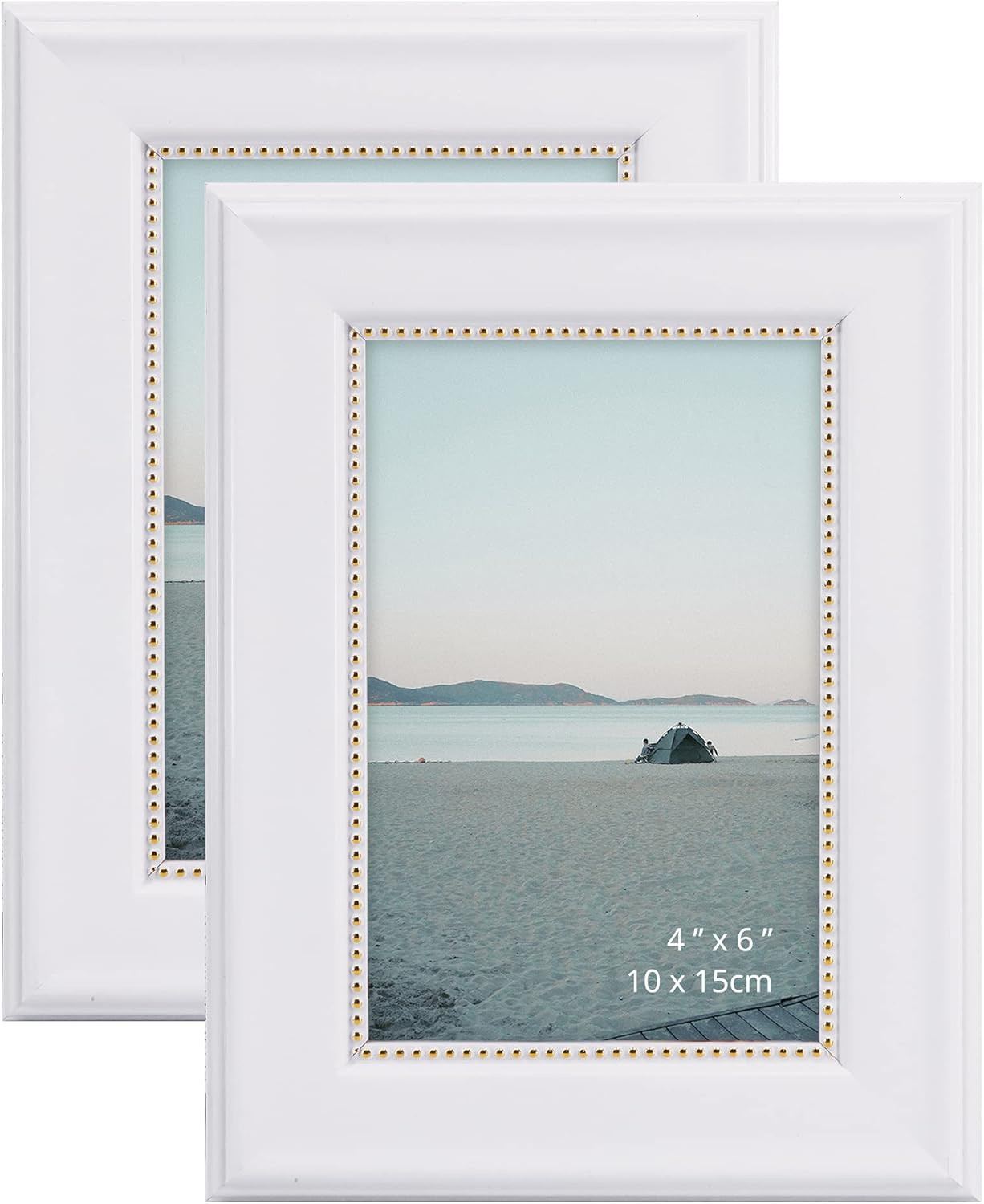 4x6 Picture Frames, Real Glass, Display Photos for Wall or Tabletop, White with gallery
