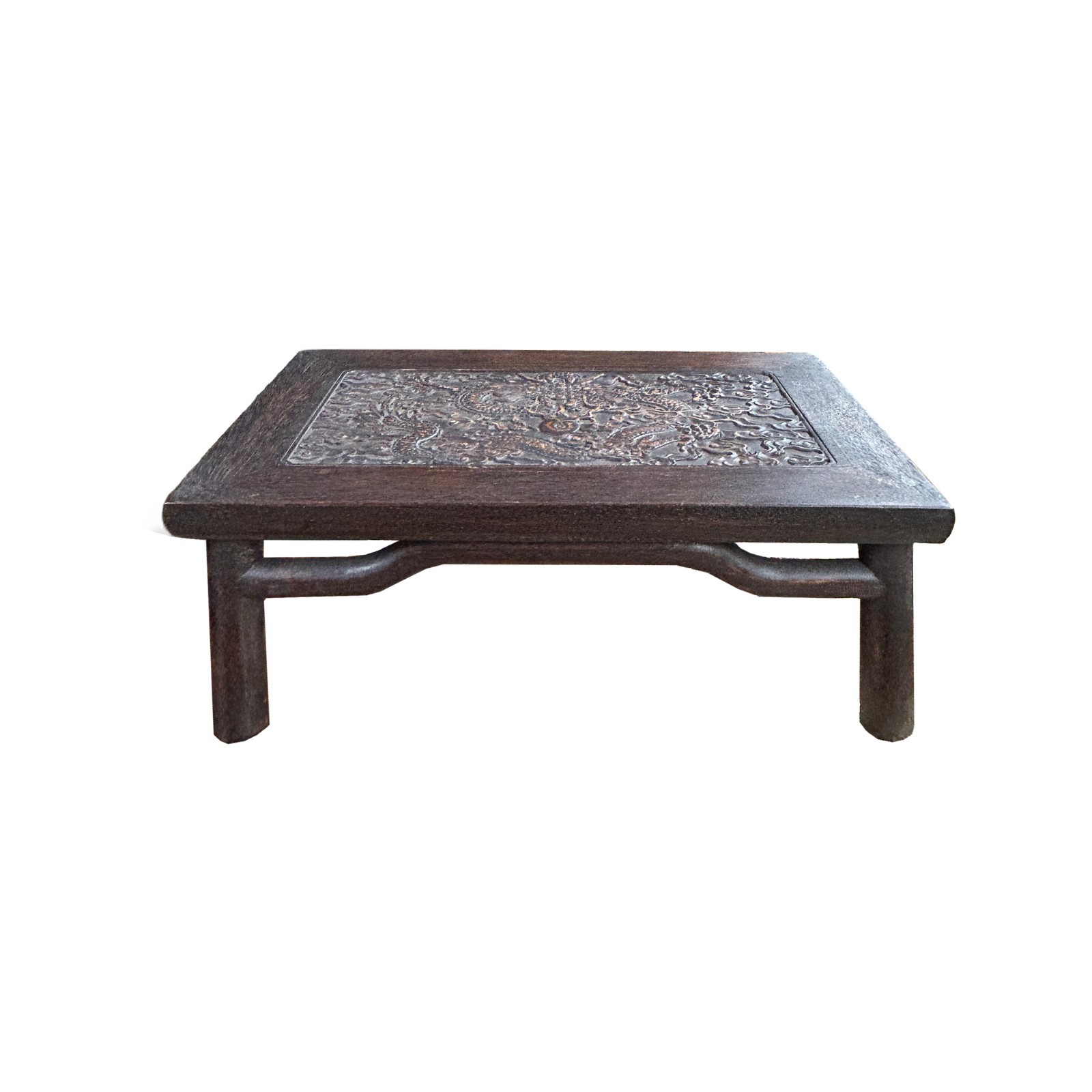 Brown Oriental Round Legs Dragon Motif Rectangular Display Table Stand GB638 gallery