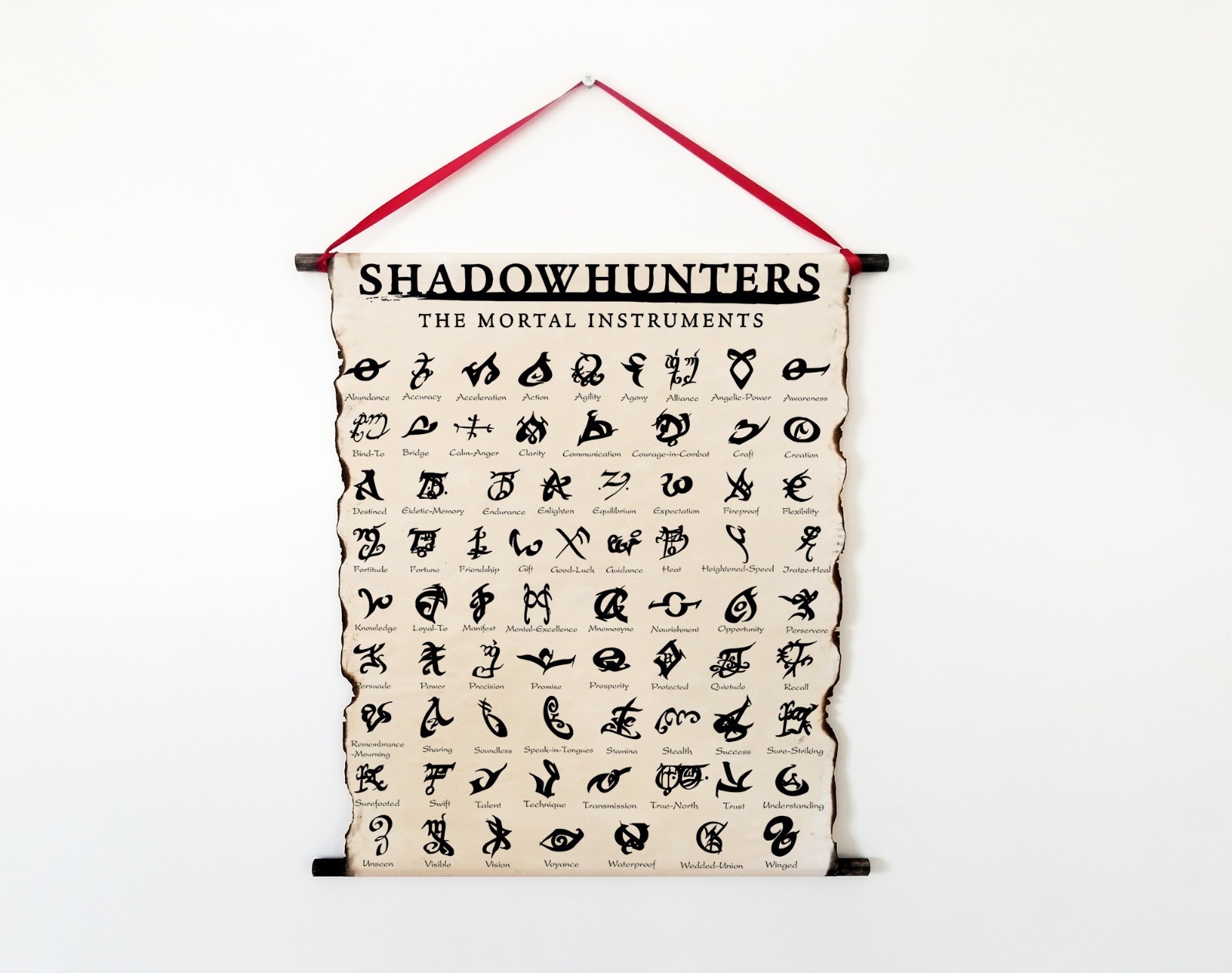 Shadowhunters Runes on Handmade Scroll, Mortal Instruments Art Poster, Wall Art gallery