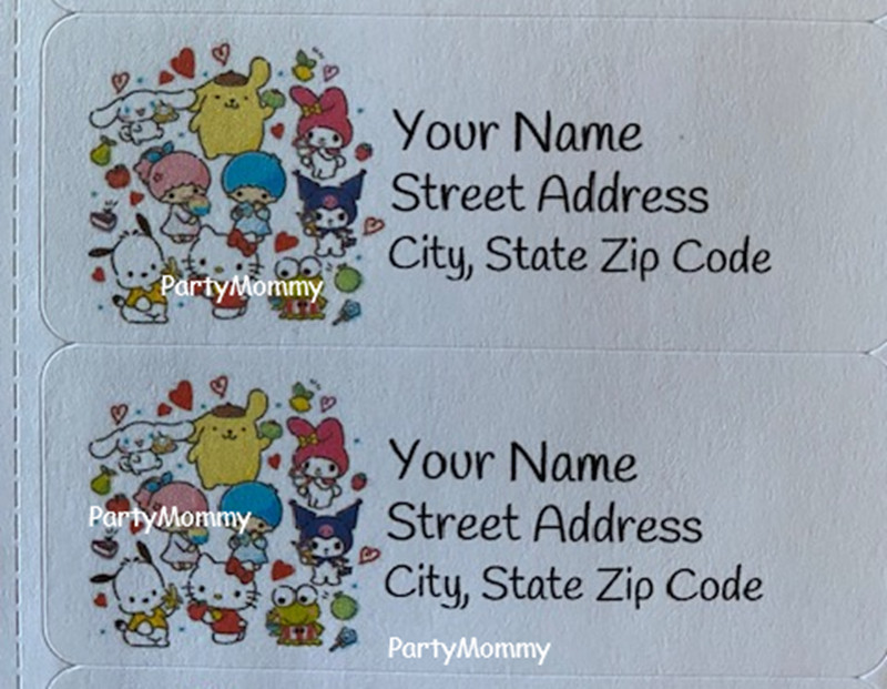 30 Hello Kitty Personalized Return Address Labels, 2.625" x 1",Name Tags,sticker gallery