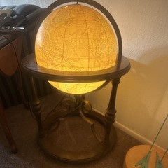 Illuminated Rotating Floor Globe, Classic Freestanding Wood Stand Brand BUTLER 1