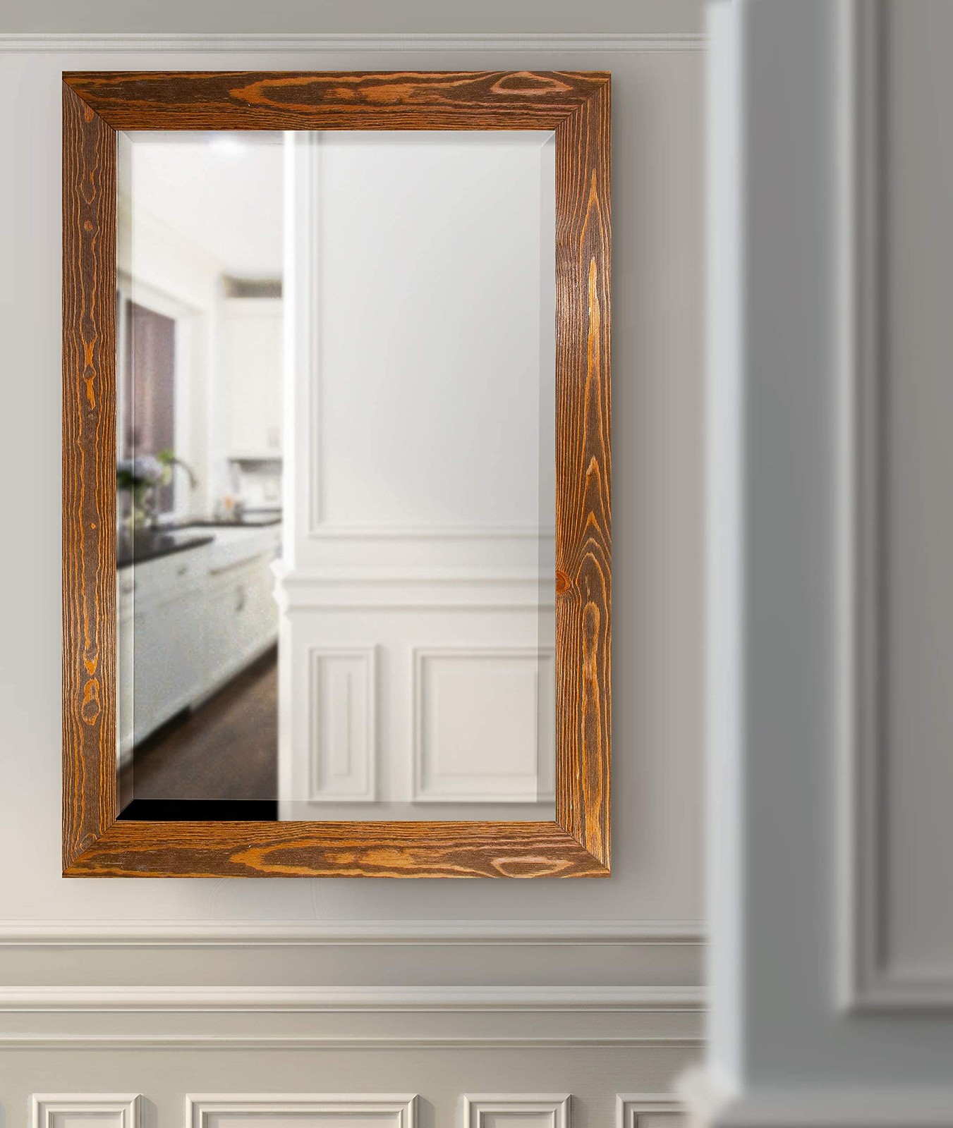 Rustic Horizontal Wooden Maple Frame Body Mirror Decor Aesthetic Wall Mounted... gallery