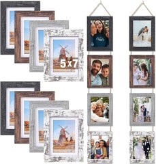 2 Set 5×7 Wall Frames Collage 8 Openings Rustic Farmhouse Decor Gift