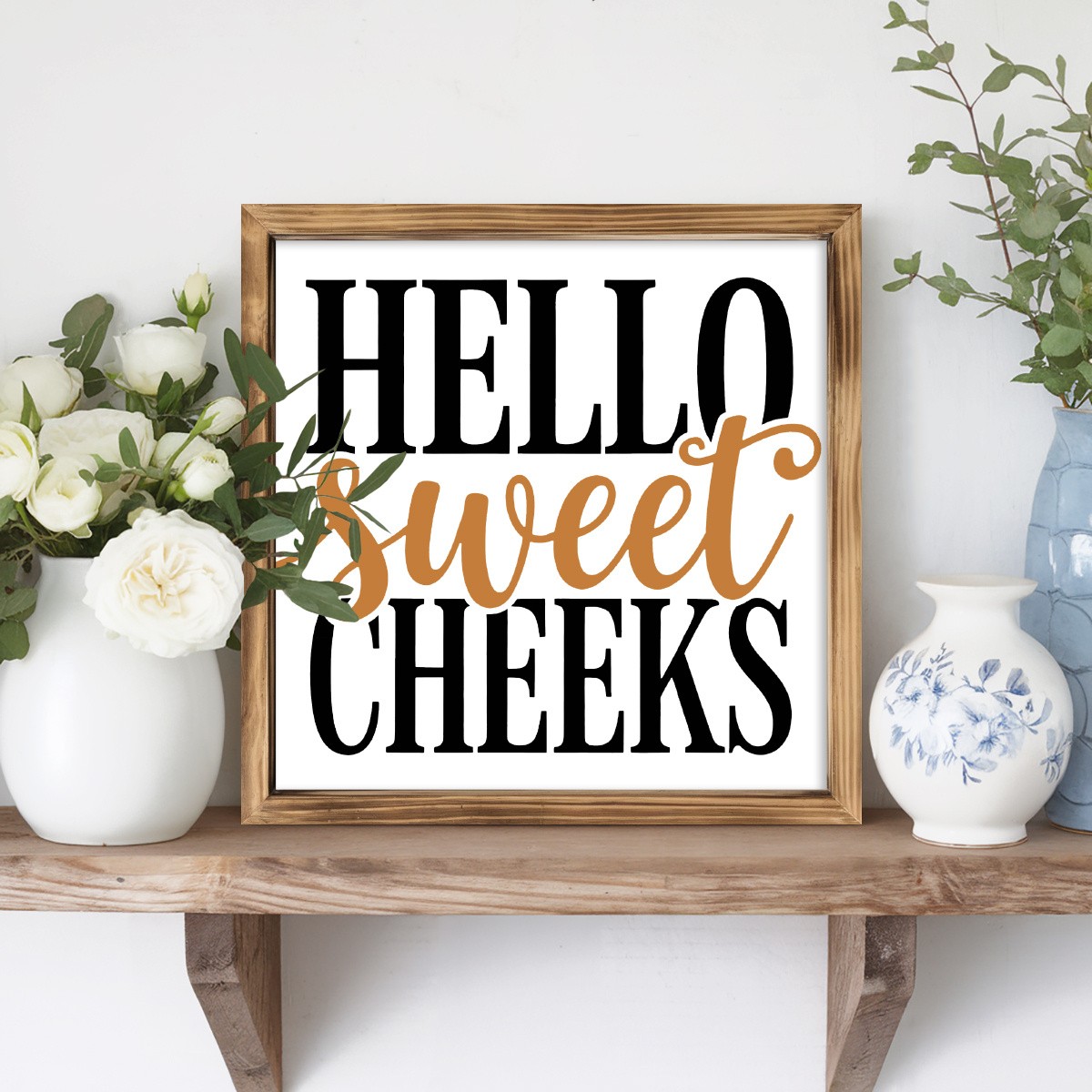 Hello Sweet Cheeks Rustic Wood Signs Plaques Farmhouse Wall Art Decor for Home gallery