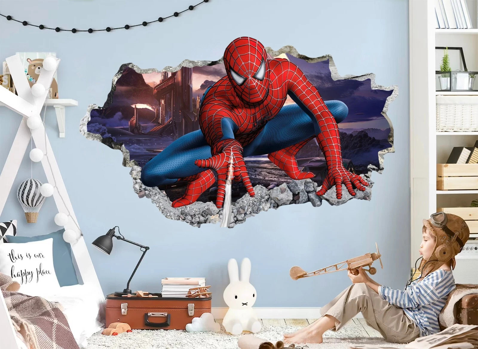Spider Hero Removable Wall Sticker Vinyl Decal for Kids Bedroom Home Decor, Art gallery
