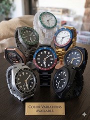 Oversized GMT Style Desk Clock 3D Printed Handmade Quartz Blue Red Bezel Watch A