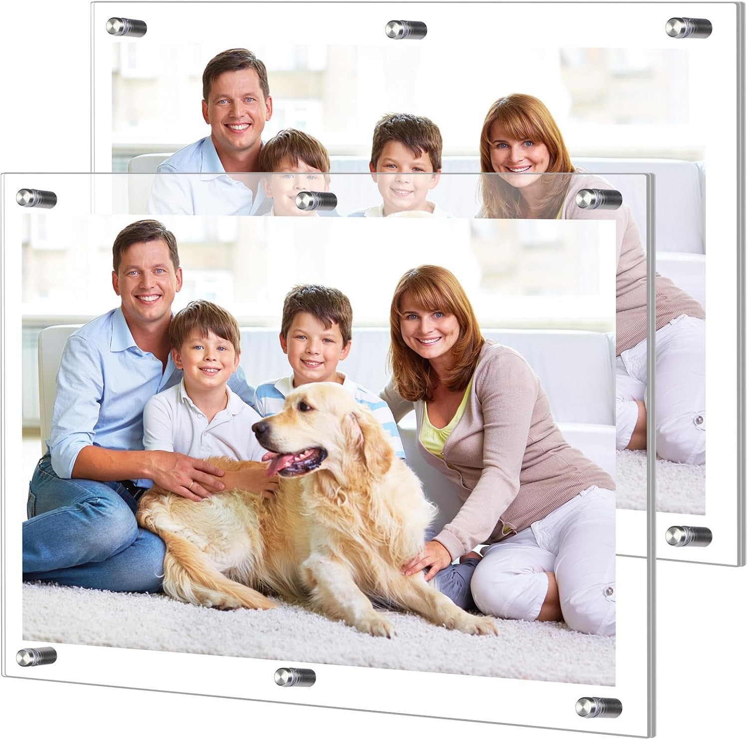 2 Pack Extra Large Frameless Floating Acrylic Frame Wall Mount Magnetic Acrylic gallery