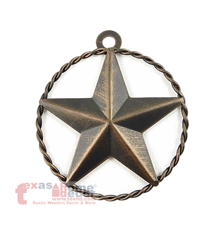 Rustic Tiny Small Barn Star Twisted Wire Ring 4 inch Tin Metal Brushed Copper gallery