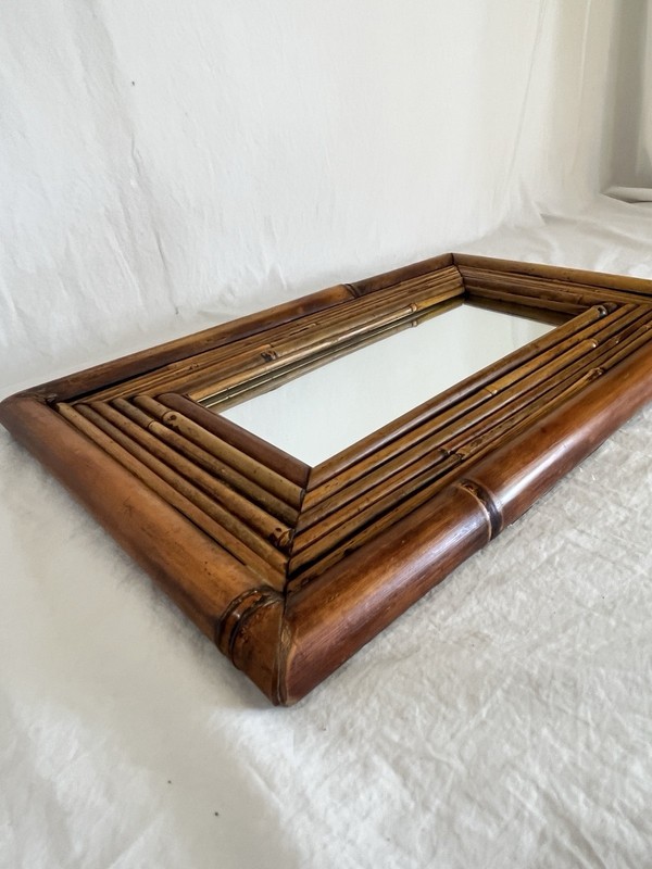 Vintage Bamboo Mirror Rectangular Shape Boho Coastal Chic Style gallery