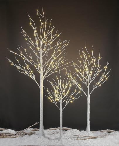 LED Birch Tree Light Set - 4ft, 6ft, 8ft Trees with Warm 4 6 8 Feet, 3-Pack gallery