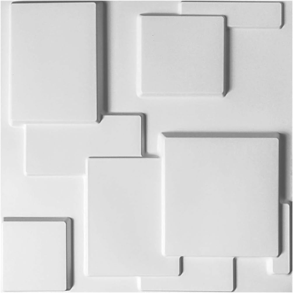 3D Decorative Wall Panels - Magic Square White, 12 Panels, 32 Sq Ft gallery
