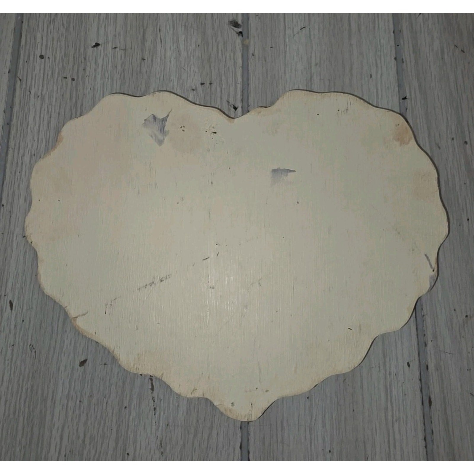 Vtg Rustic Hand Painted Holiday Snowman Scene Wood Heart Door Wall Plaque 10x7 gallery