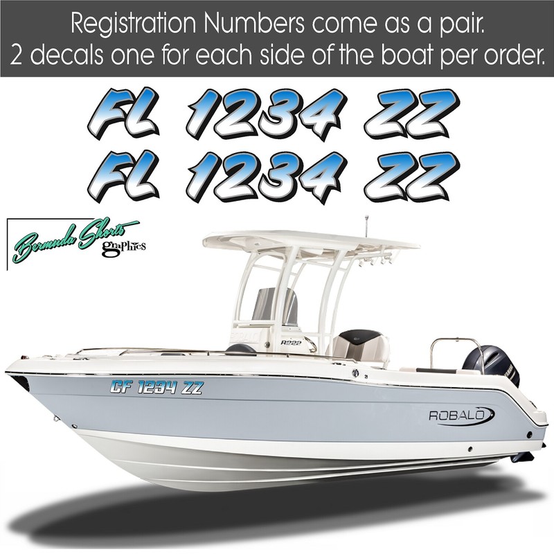 Boat Registration Numbers & Letters 2 Pack 3" x 15" Boat & Jetski Stickers X2GR gallery