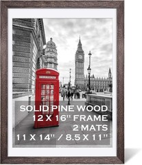 12X16 Rustic Picture Frames Solid Wood Display Pictures 11X14 or 8.5X11 Diplomas