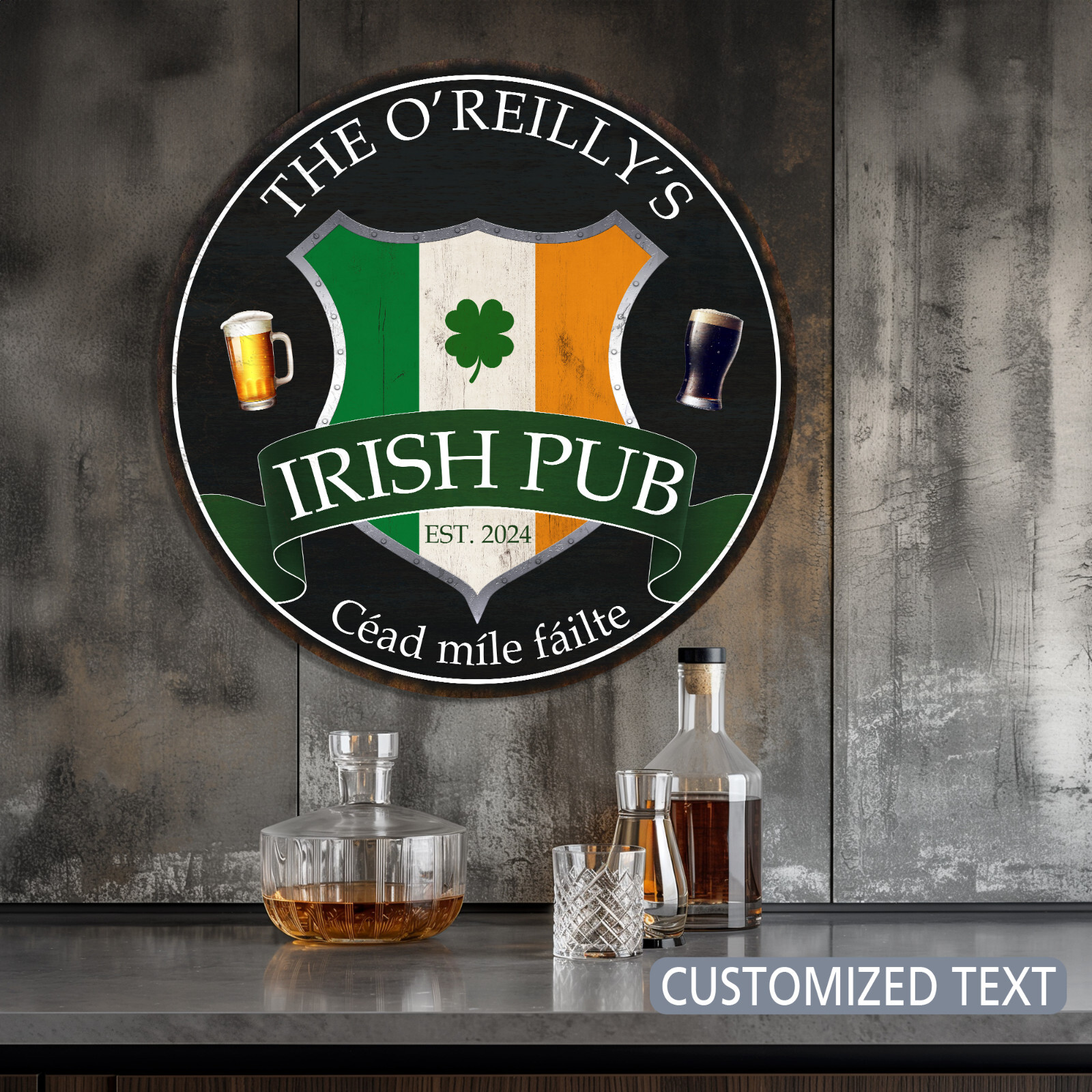 Personalized Irish Pub Sign, St Patrick's Day Decor, Irish Decor Custom Bar Sign gallery