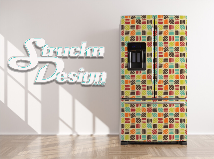 Zig Zag Square Retro Pattern Colorful Fridge Freezer Wrap Side Door Vinyl Decal gallery