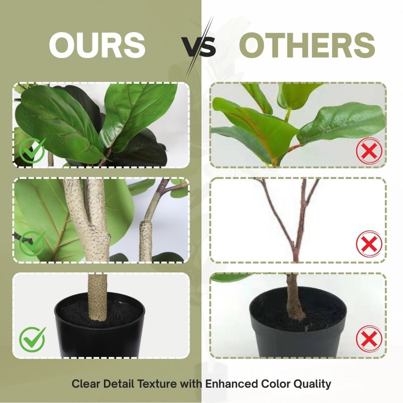 6FT Artificial Fiddle Leaf Fig Tree with Black Plastic Pot,Indoor Plant gallery