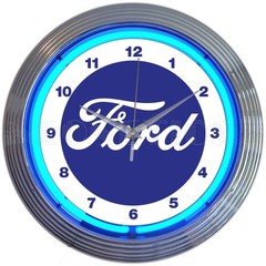 Ford Script Logo Neon Clock LED Lighted Garage Wall Clock