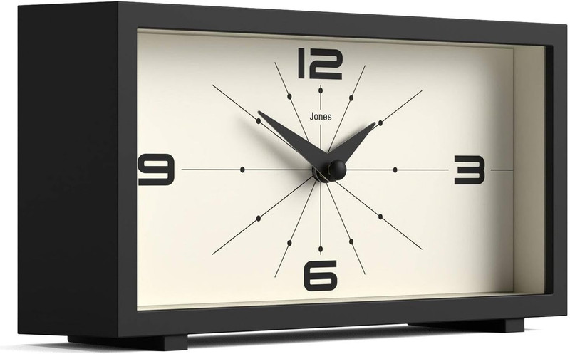 ® Odeon Desk Clock | Modern Rectangular Design | Black | Stylish Retro Look for gallery