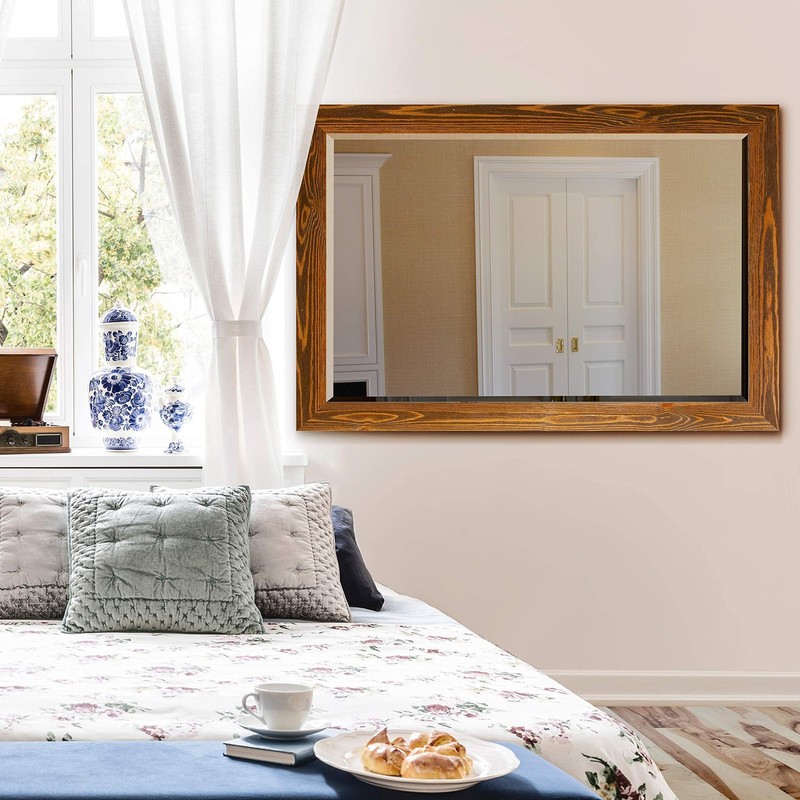 Rustic Horizontal Wooden Maple Frame Body Mirror Decor Aesthetic Wall Mounted... gallery