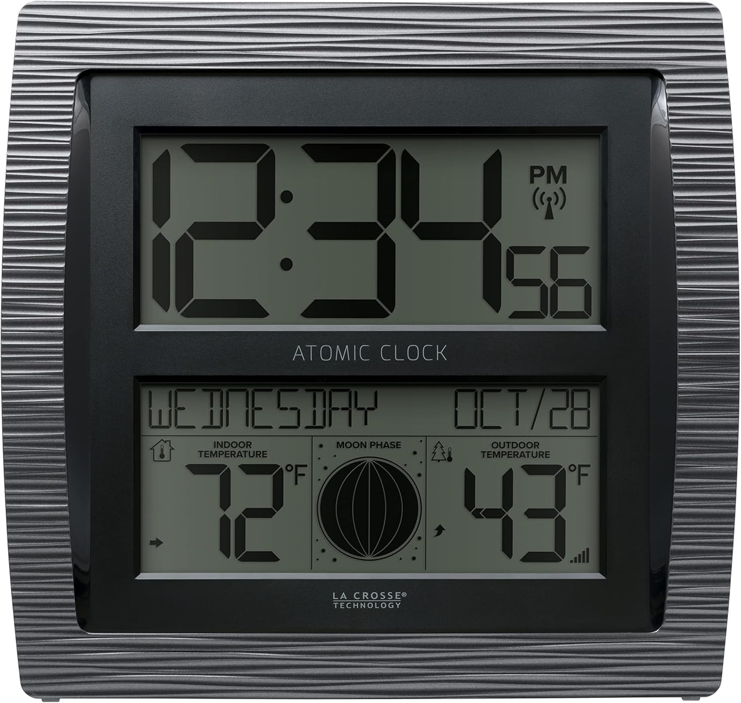 BBB86118-INT Curved Atomic Digital Clock with Moon Phase & Temperature gallery
