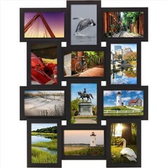 12-Opening Wall Mount Collage Frame – 4×6 & 6×4 Photos in Bold Black Finish