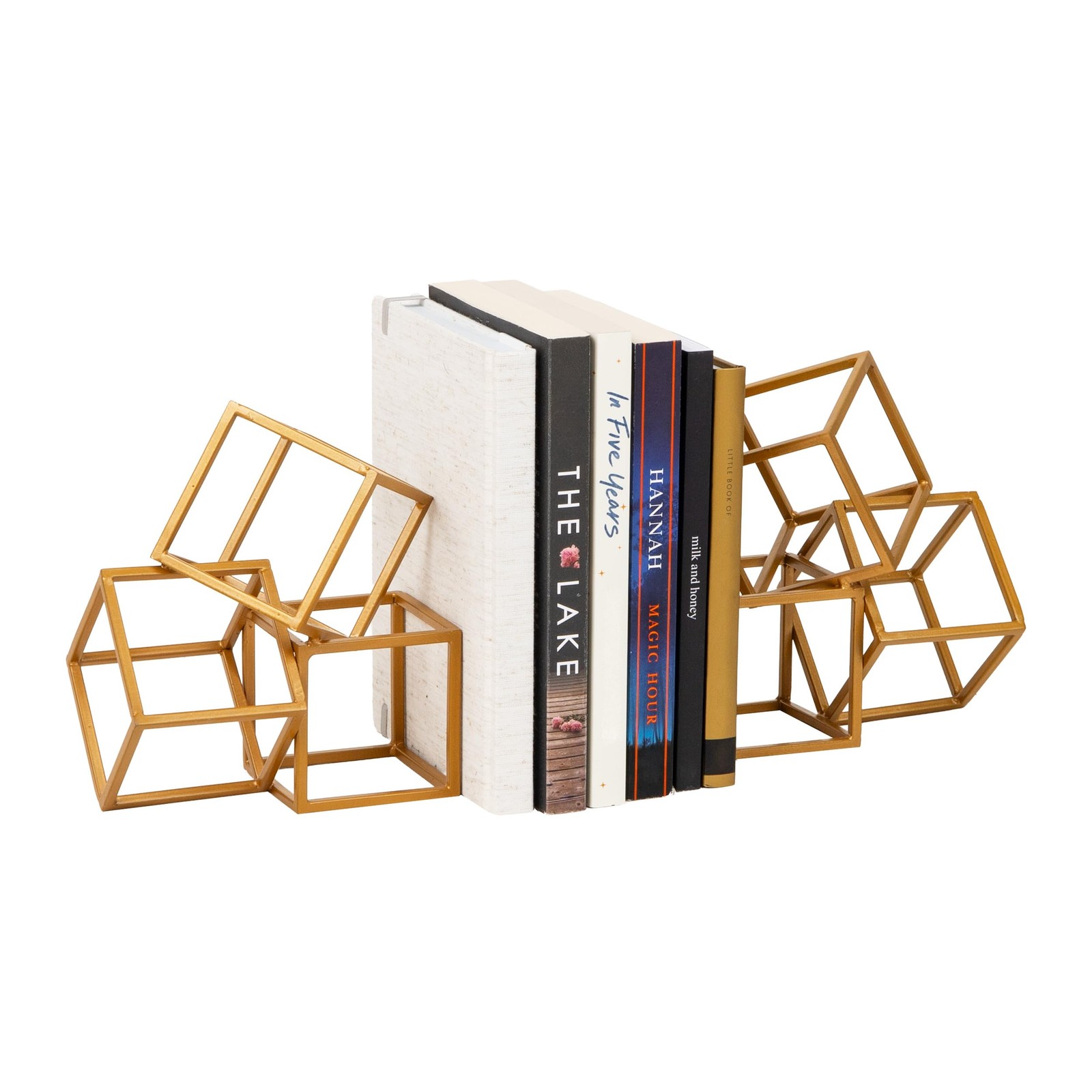 Decorative Geometric Cube Bookends, Modern Book Holders, Office Decor, Metal,... gallery