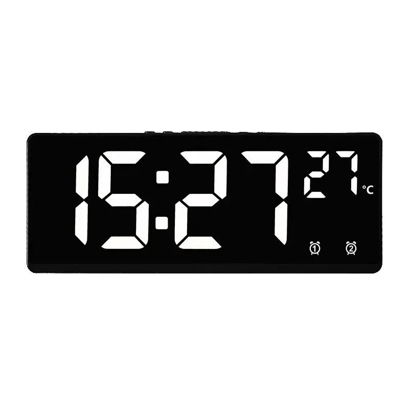 Digital LED Alarm Clock with Temperature Display Home Desktop Clock Snooze Time gallery