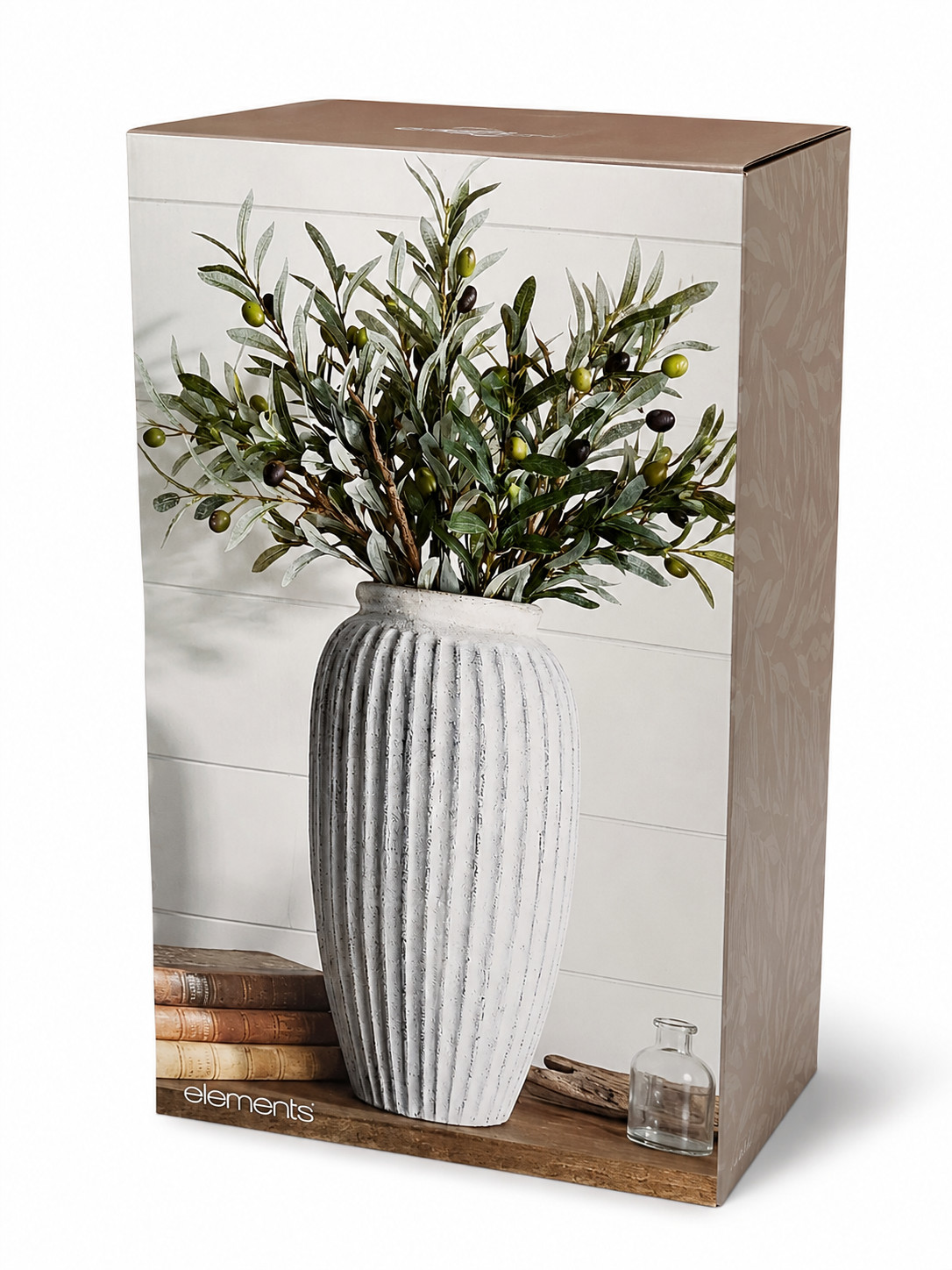 Elements Rustic Ceramic Temple Vase - Stoneware Decorative Vase w/ Ridged Finish gallery