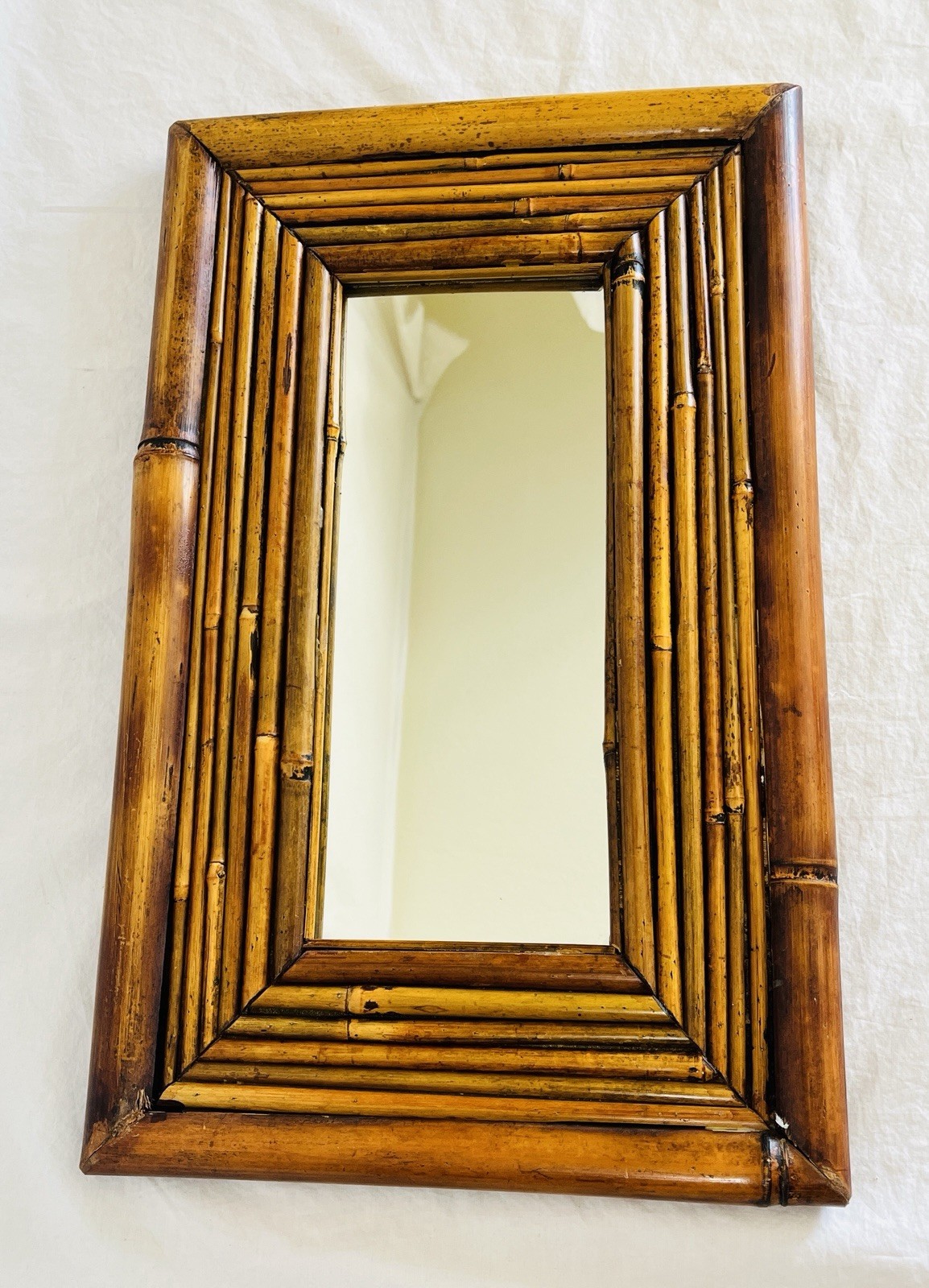 Vintage Bamboo Mirror Rectangular Shape Boho Coastal Chic Style gallery