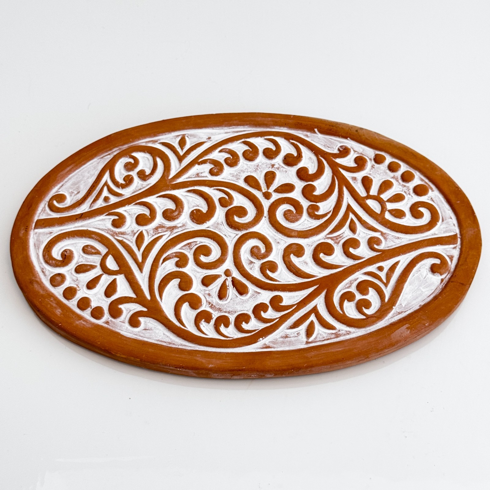Handmade Clay Decorative Plate Oval Ceramic Rustic Dish 11'' Folk Art DIY Gift gallery