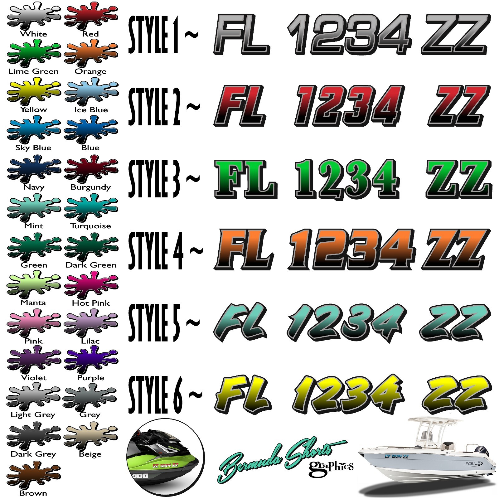 Boat Registration Numbers & Letters 2 Pack 3" x 15" Boat & Jetski Stickers GRB gallery
