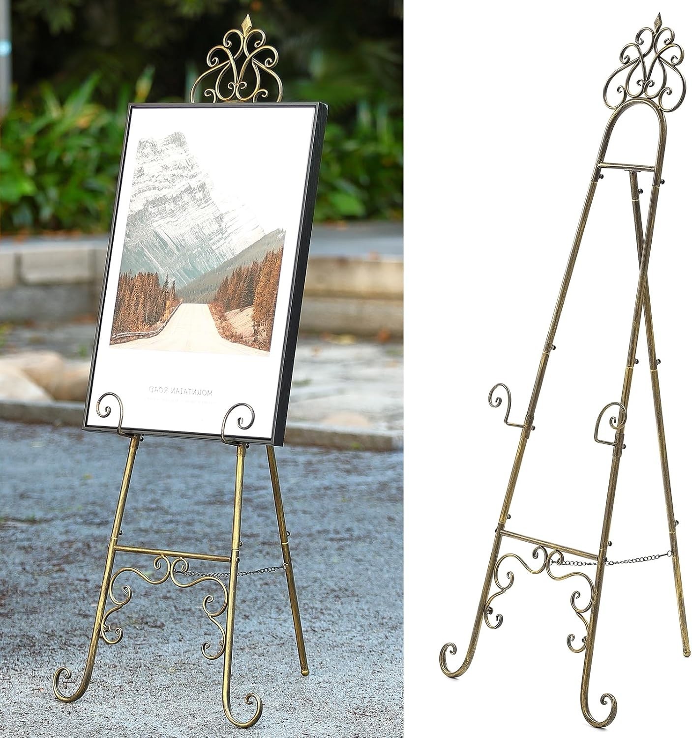 Vintage Metal Free Standing Adjustable Display Stand Easel with Chain Support... gallery