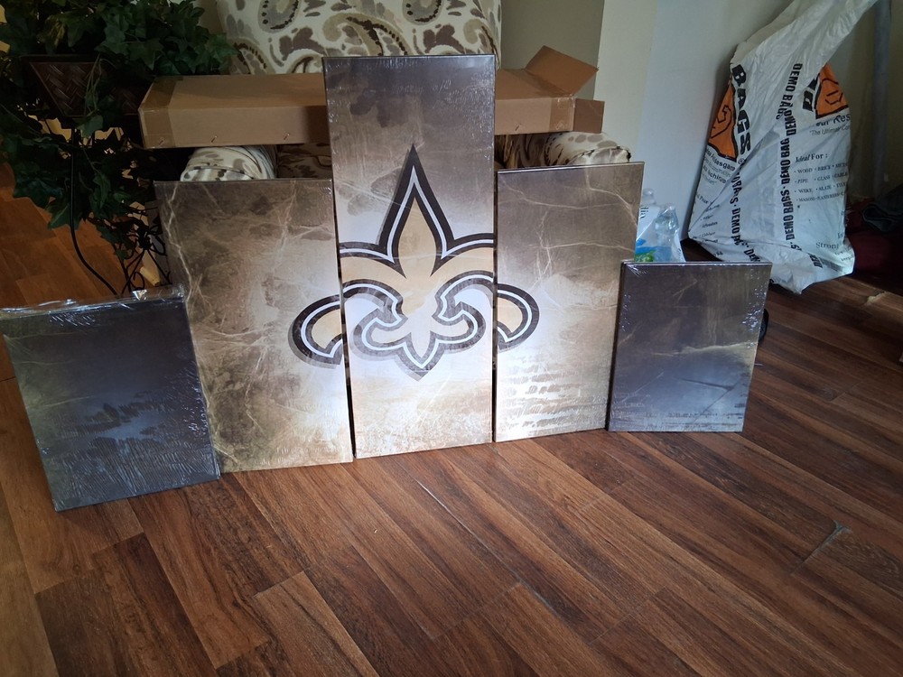 New Orleans Saints Multi-Panel Vertical Wall Art Print Brown Beige Black