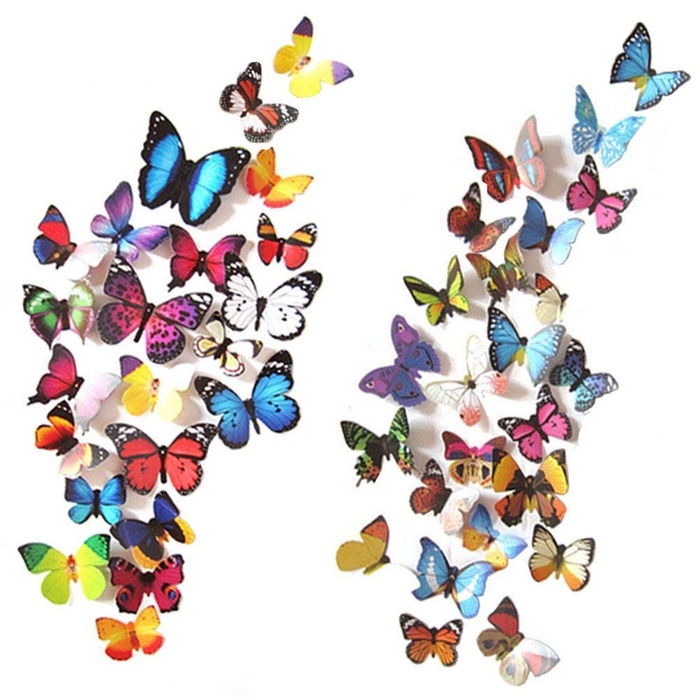 Realistic 80 PC Butterfly Wall Decor - Waterproof & Fade Resistant Elegance gallery