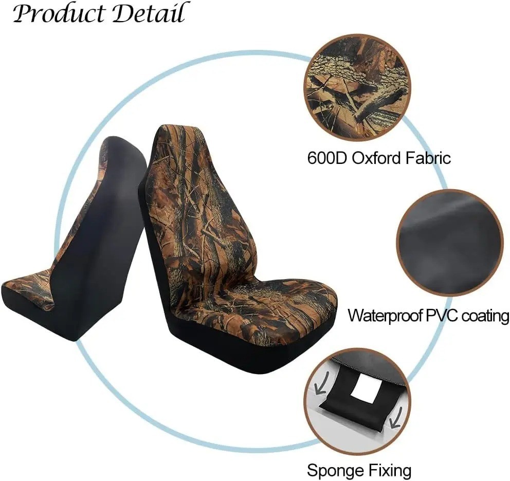 2PCS Camouflage Forest Pattern Front Car Seat Covers High Back Bucket Fit Most gallery