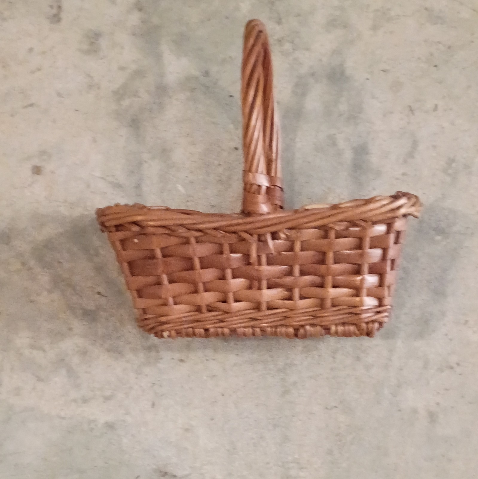Brown Wicker Rectangular Handled Basket, Medium 15 qt Rustic Country Handmade gallery