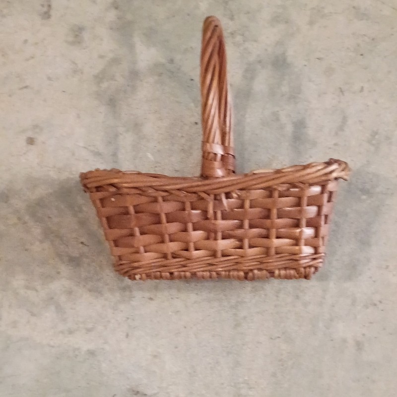Brown Wicker Rectangular Handled Basket, Medium 15 qt Rustic Country Handmade gallery