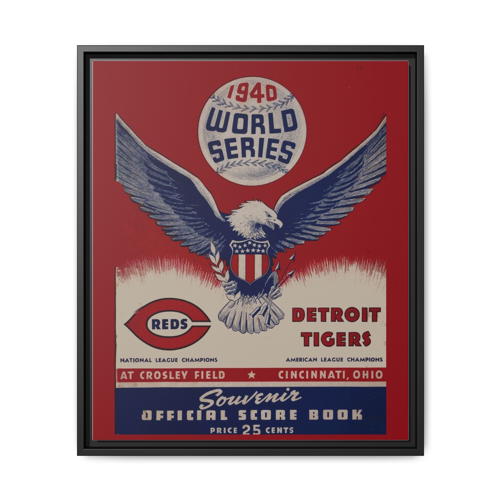 Red Vs Tiger World Series 1940 Program Framed Canvas Art, Baseball Memorabilia gallery